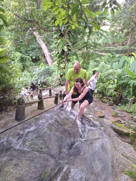 Climbing the falls with the help of the rope - lifeonwheel.com