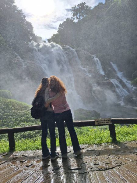 An embrace with the mist of the falls all around - lifeonwheel.com
