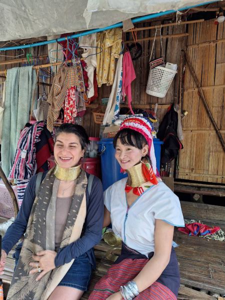 Sharing a laugh with a Karen woman at her house - lifeonwheel.com