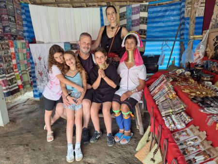 The family at a village handicraft stall - lifeonwheel.com