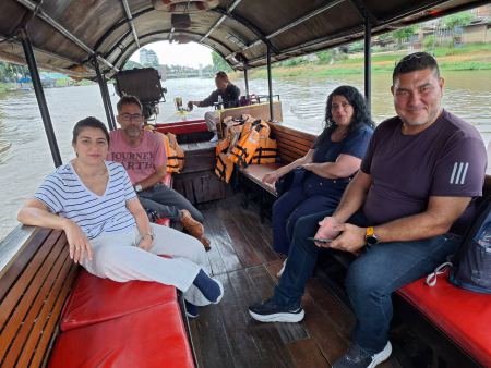 Guests aboard the covered river boat - lifeonwheel.com