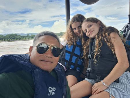 Selfie with young guests on the Mekong boat - lifeonwheel.com