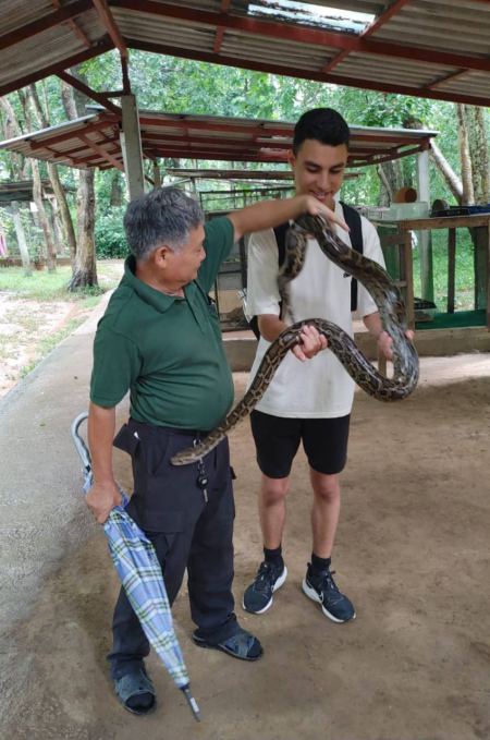 Handling a python at the wildlife stop - lifeonwheel.com