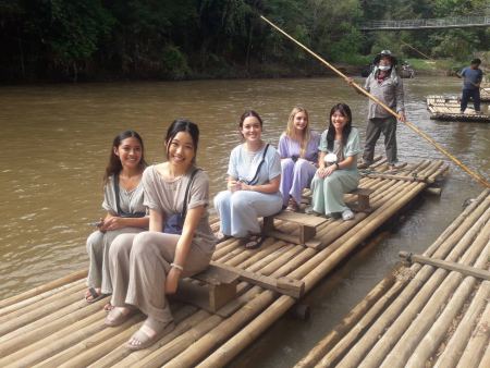 Waiting on the bamboo raft for the trip to begin - lifeonwheel.com