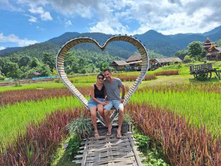 Sitting together in the heart frame above the paddies - lifeonwheel.com