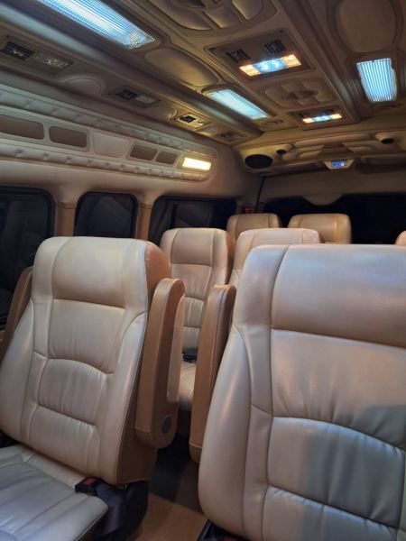 Spacious leather seating inside the van - lifeonwheel.com