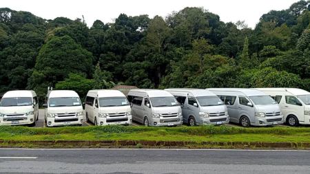 A fleet of vans lined up ready for guests - lifeonwheel.com