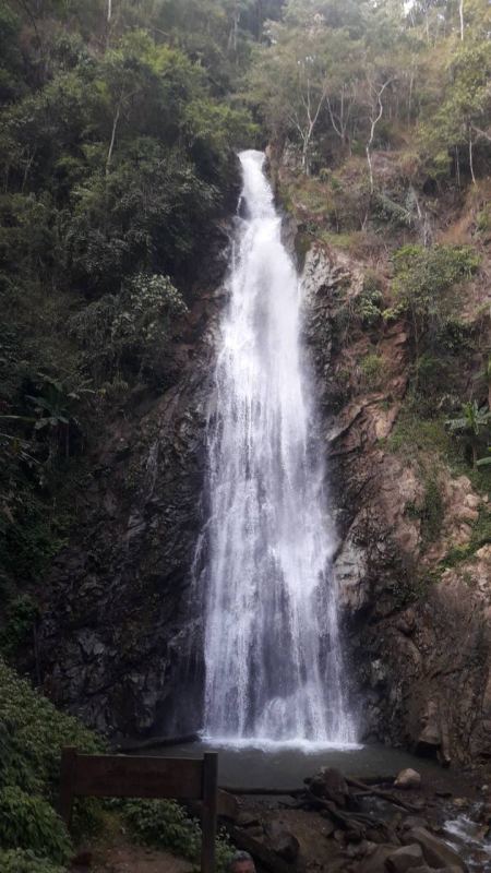 A tall, narrow waterfall dropping into its pool - lifeonwheel.com